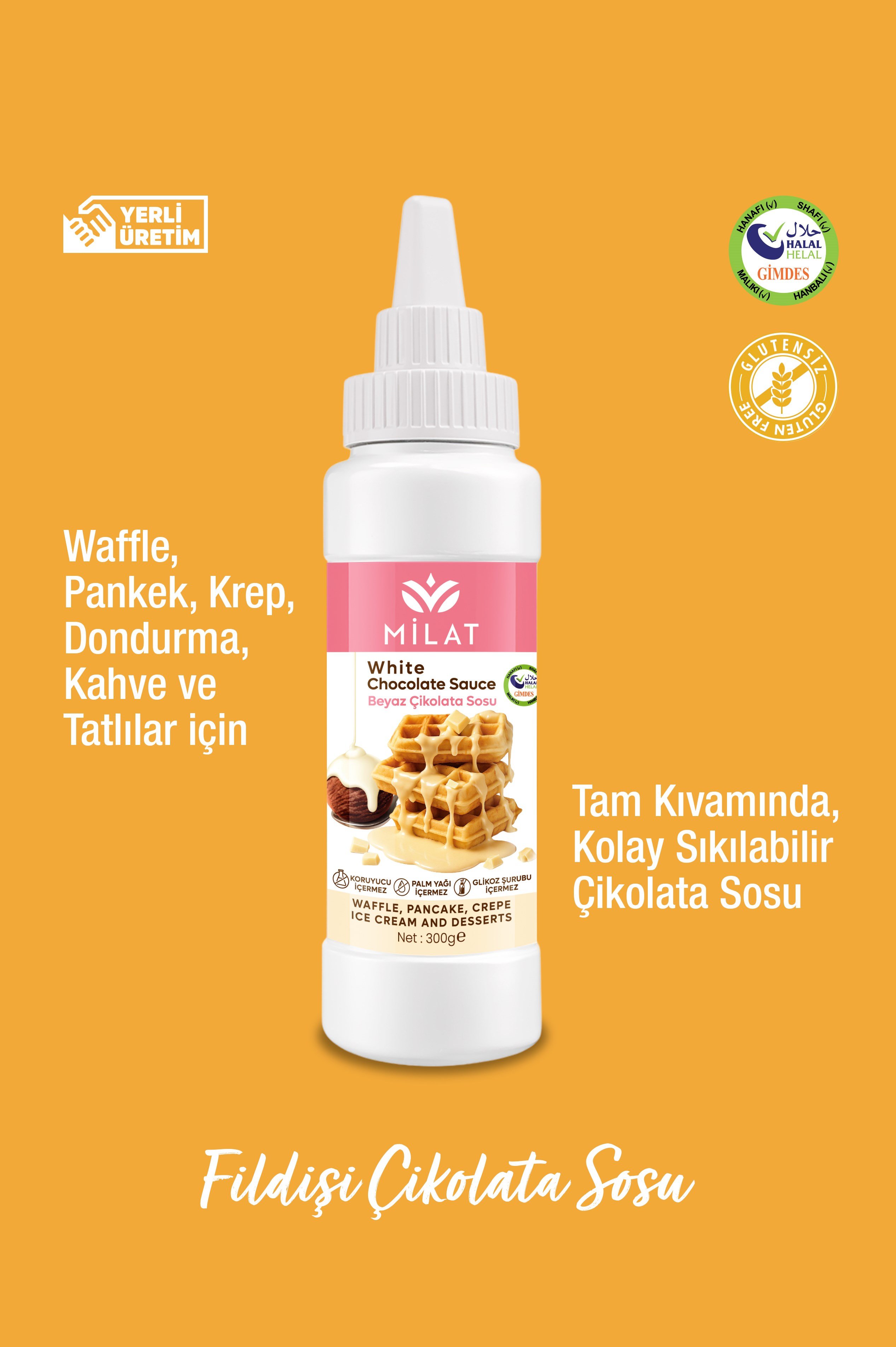 Beyaz Tatlı Sos 300 g - Waffle & Krep & Pankek & Tatlı & Dondurma SosuWaffle SoslarMilat