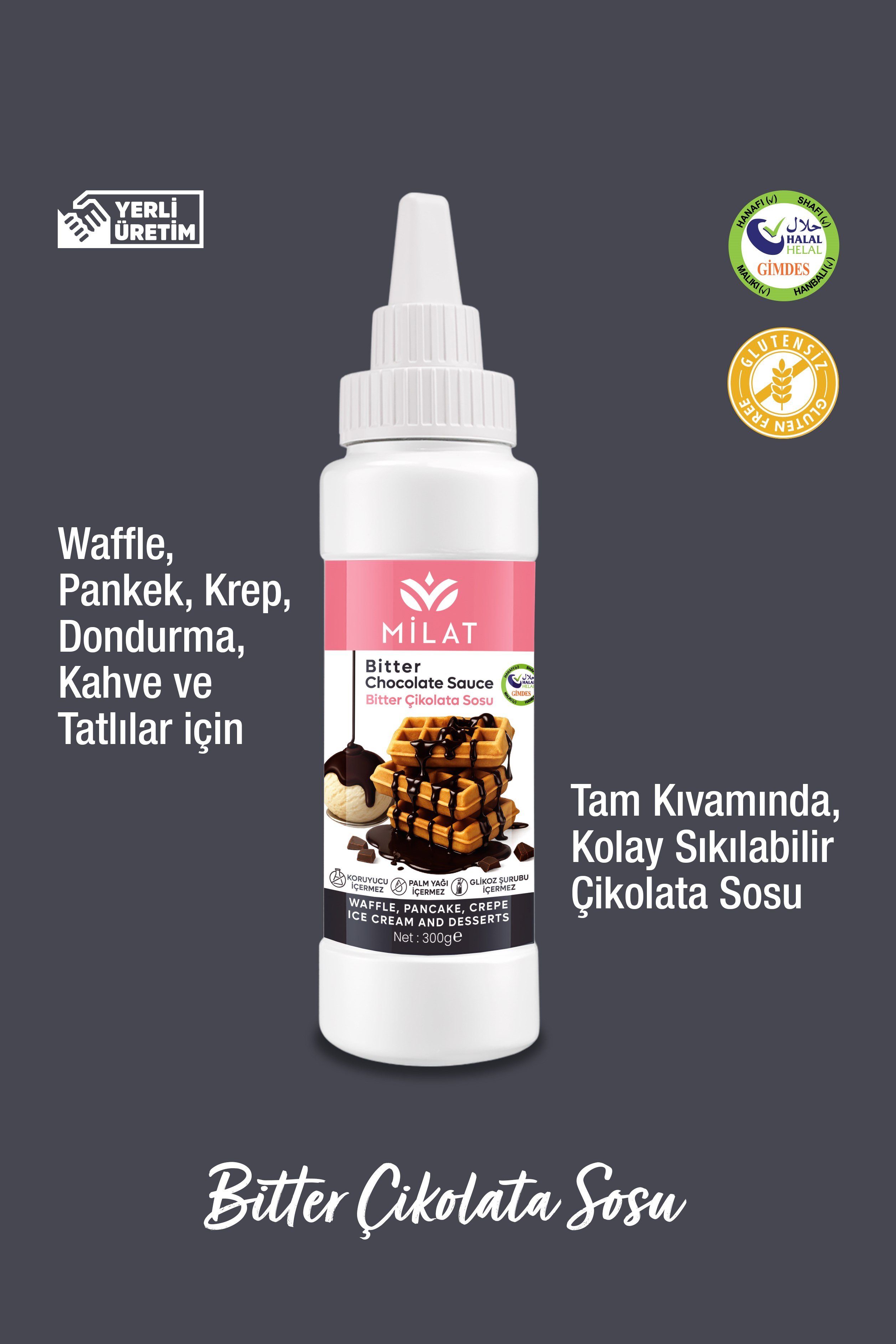 Bitter Tatlı Sos 300 g - Waffle & Krep & Pankek & Tatlı & Dondurma SosuWaffle SoslarMilat