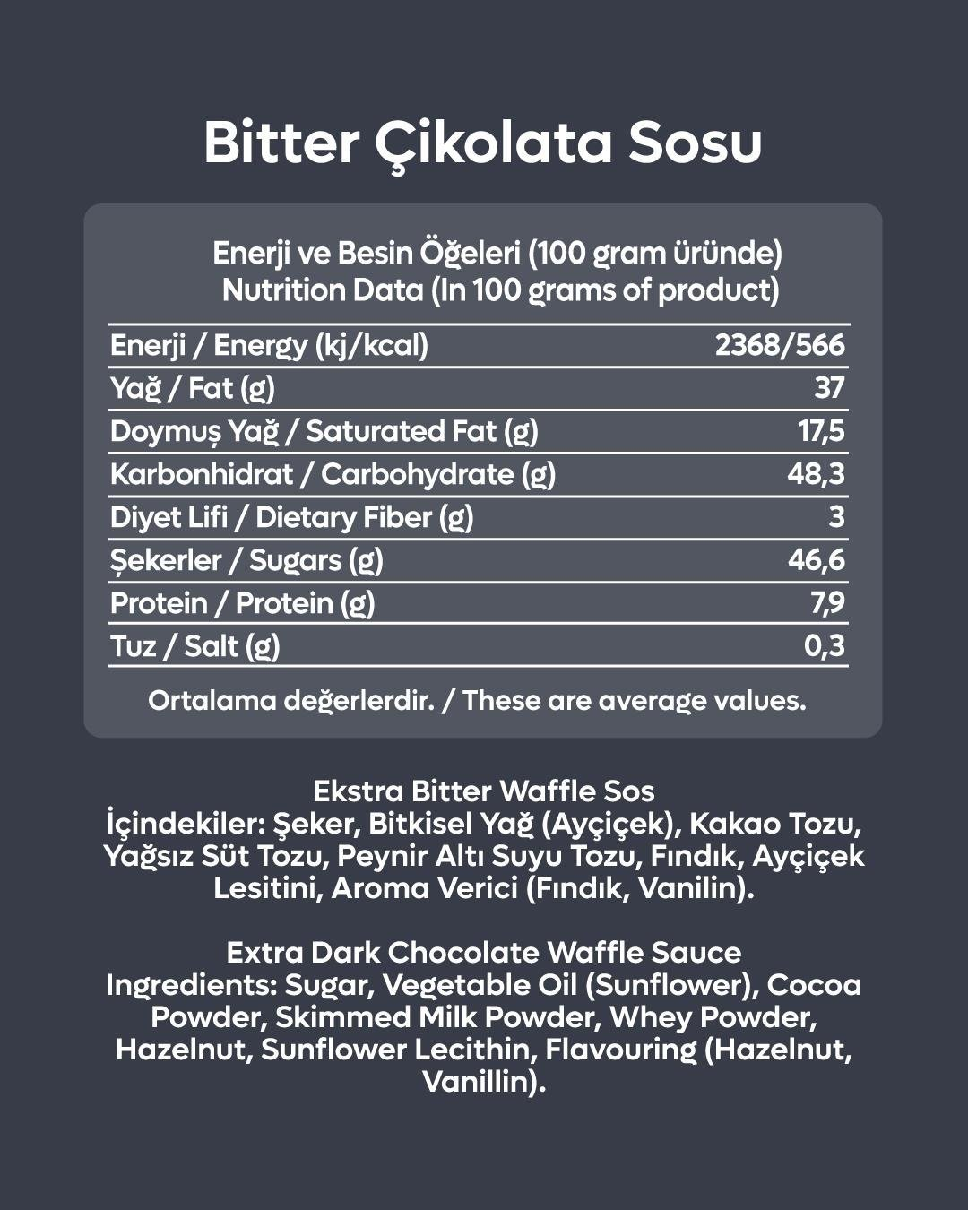 Bitter Tatlı Sos 300 g - Waffle & Krep & Pankek & Tatlı & Dondurma SosuWaffle SoslarMilat