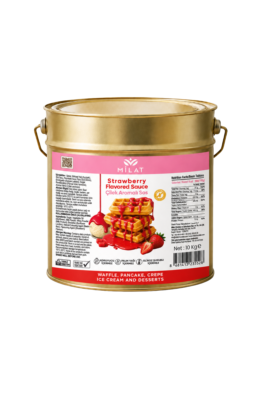 Çilek Aromalı Tatlı Sos 10 Kg - Waffle & Krep & Pankek & Tatlı & Dondurma SosuToptan AlMilat