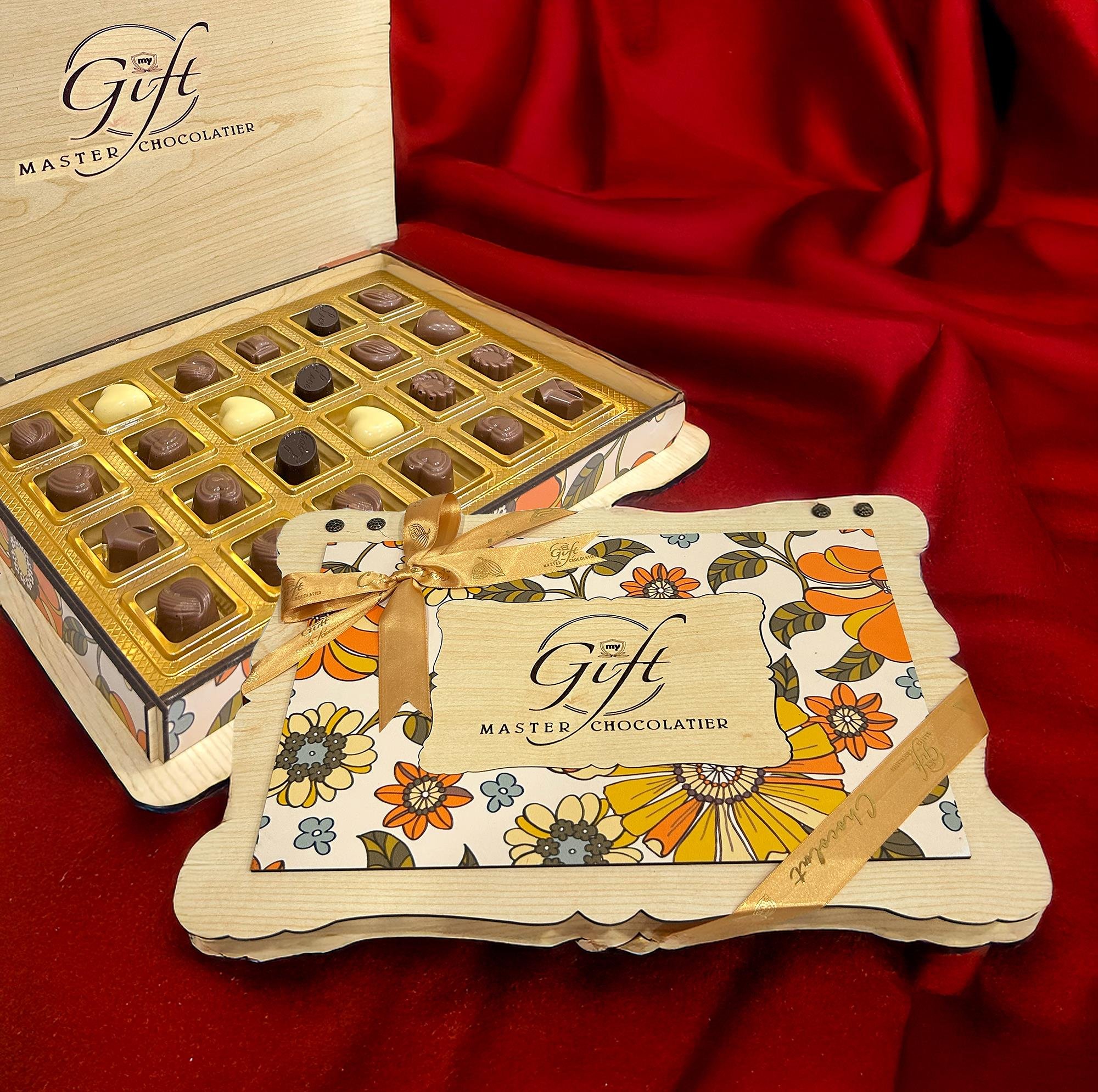 Mygift Spesiyal Çikolata Çiçekli Ahşap Kutu 240grSpesiyal ÇikolataMy Gift