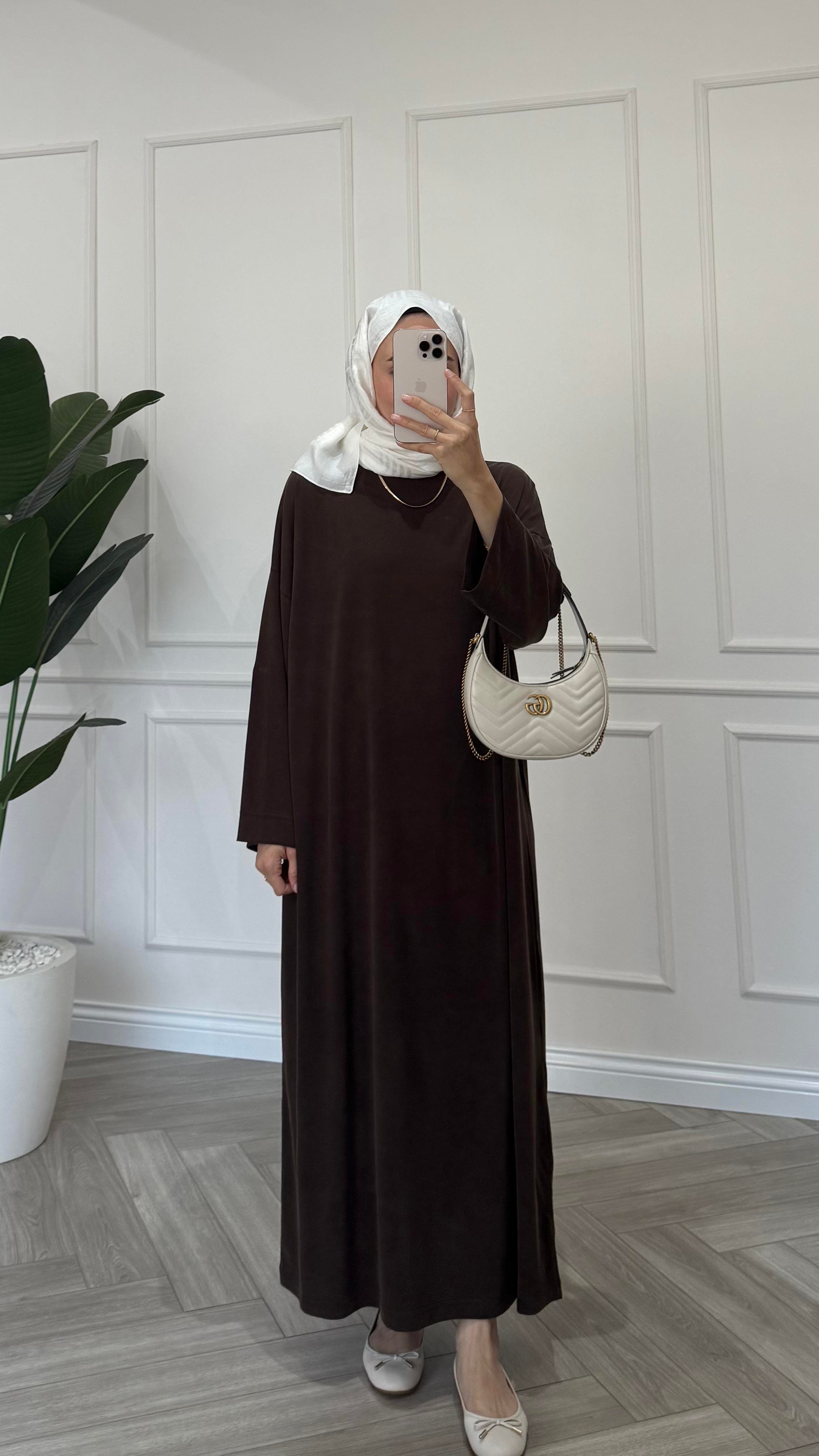 Basic Oysho Elbise Kahverengi 