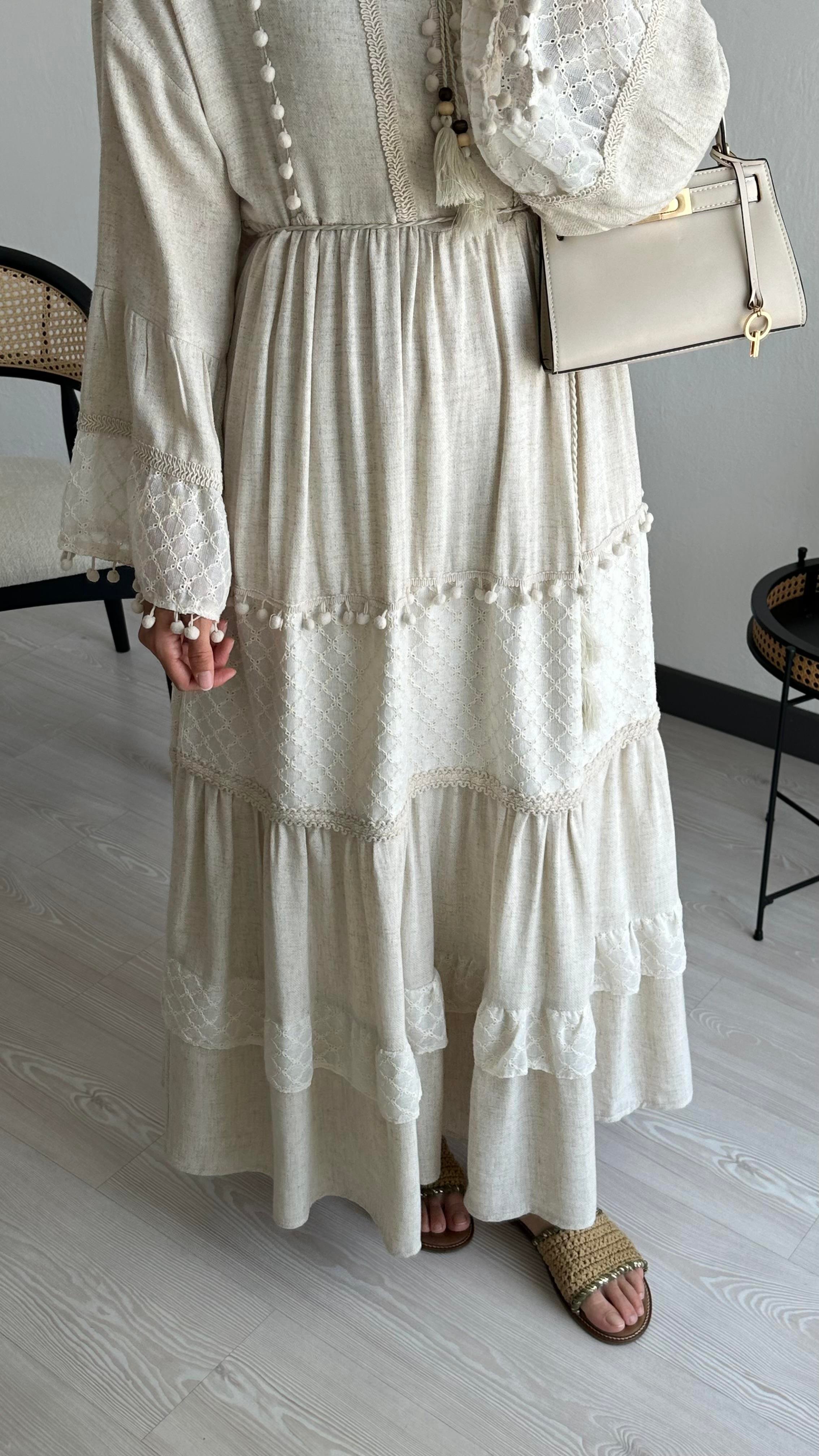 Manolya Keten Elbise 