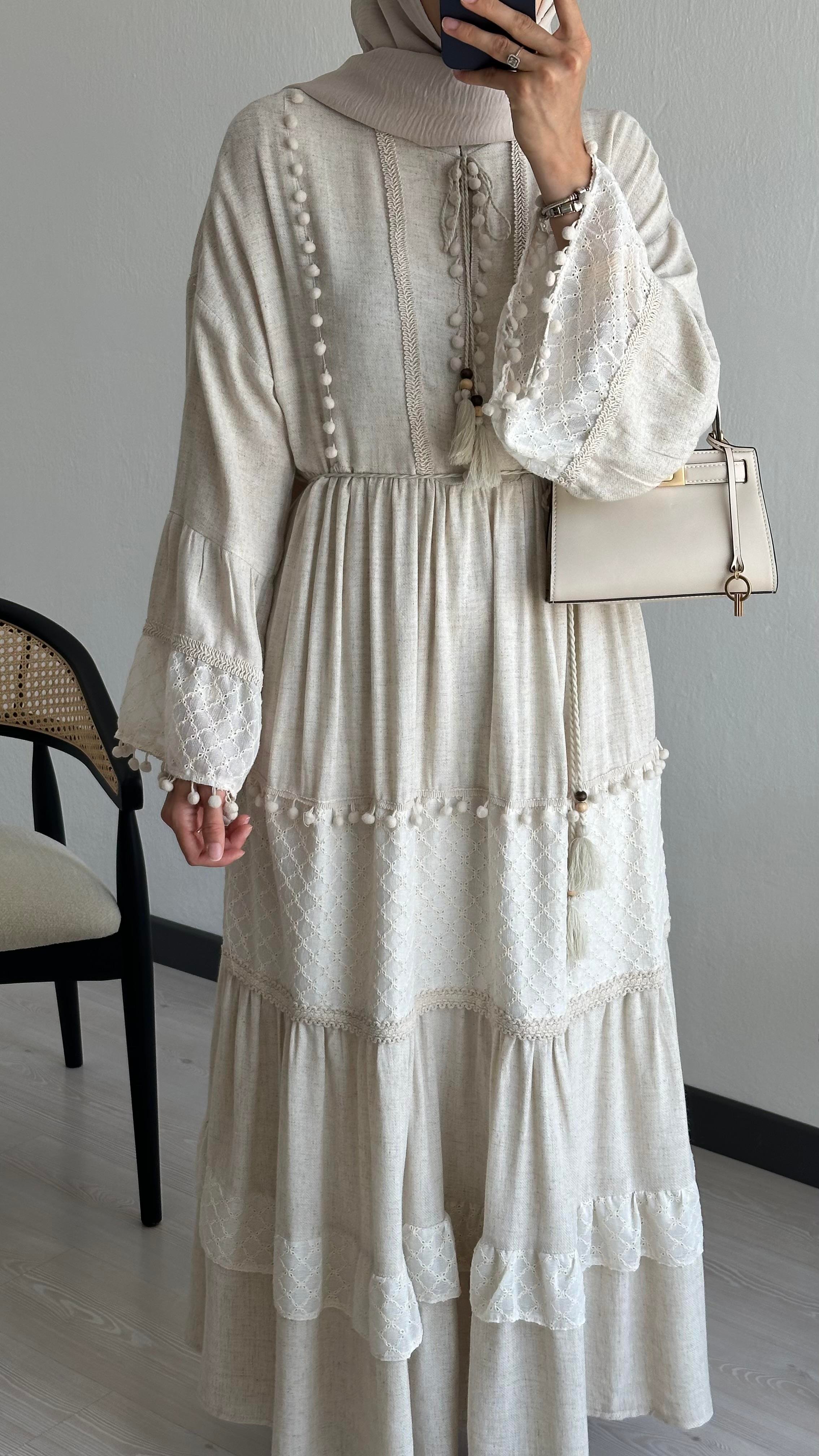 Manolya Keten Elbise 