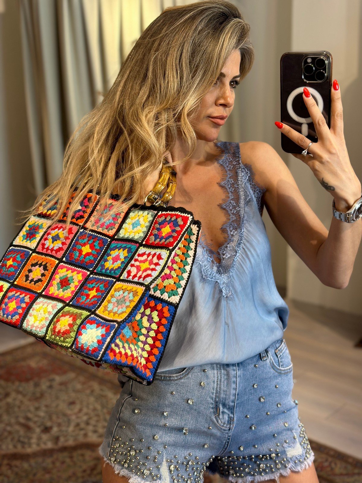 Granny Square Örme Çanta 