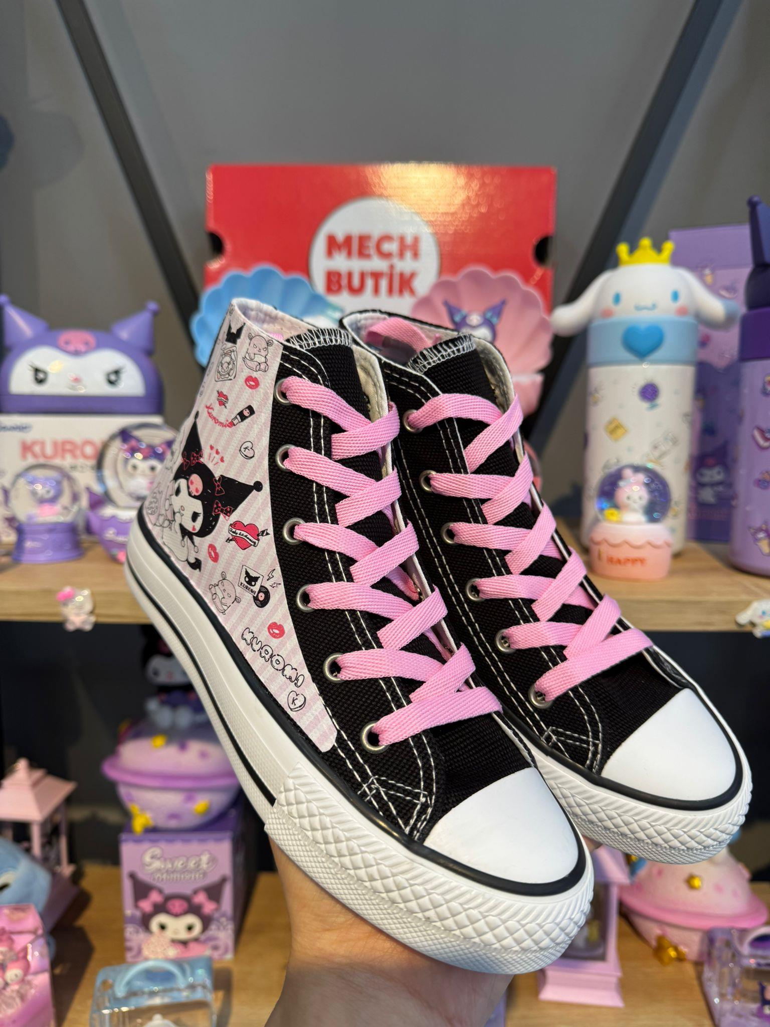  Kuromi Tam Baskılı Cheeky Siyah Bilekli Kız Çocuk Spor Ayakkabı Sneaker