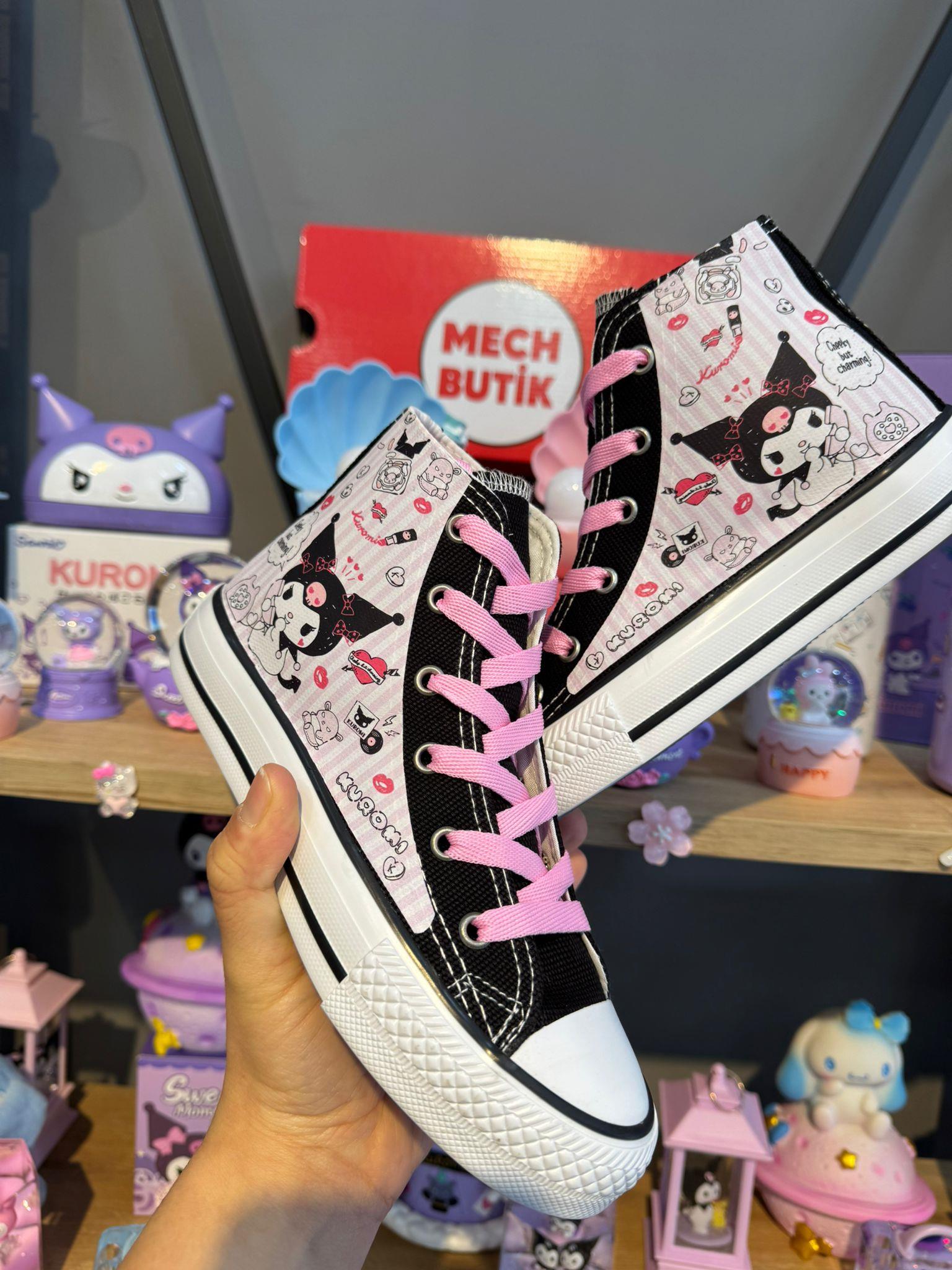  Kuromi Tam Baskılı Cheeky Siyah Bilekli Kız Çocuk Spor Ayakkabı Sneaker