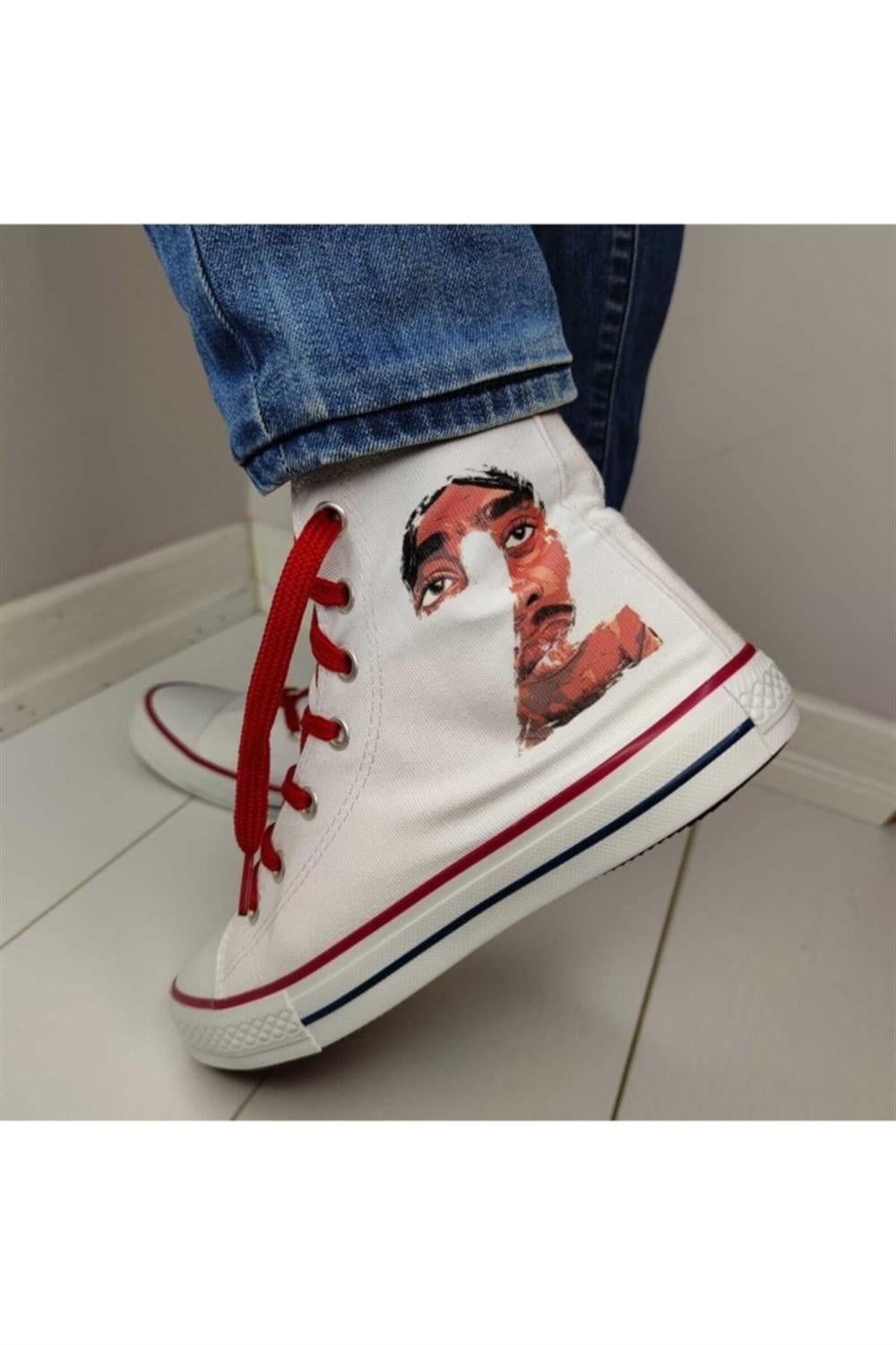 2pac Tupac Shakur Baskılı Günlük Unisex Keten Spor Ayakkabı Sneaker