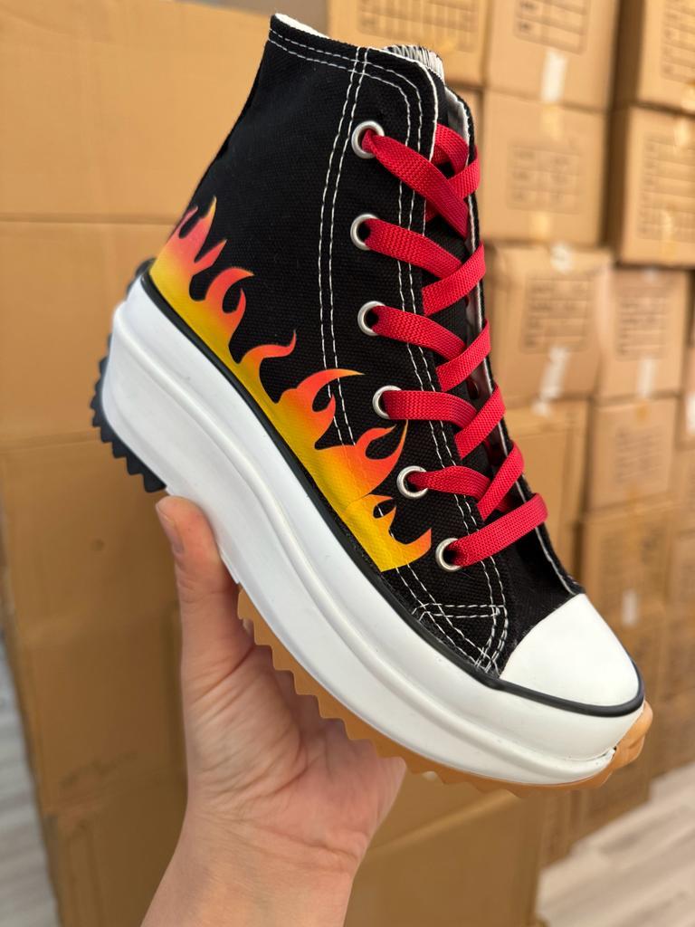 Alev Desen Baskılı Kalın Tırtıklı Taban Spor Ayakkabı Sneaker