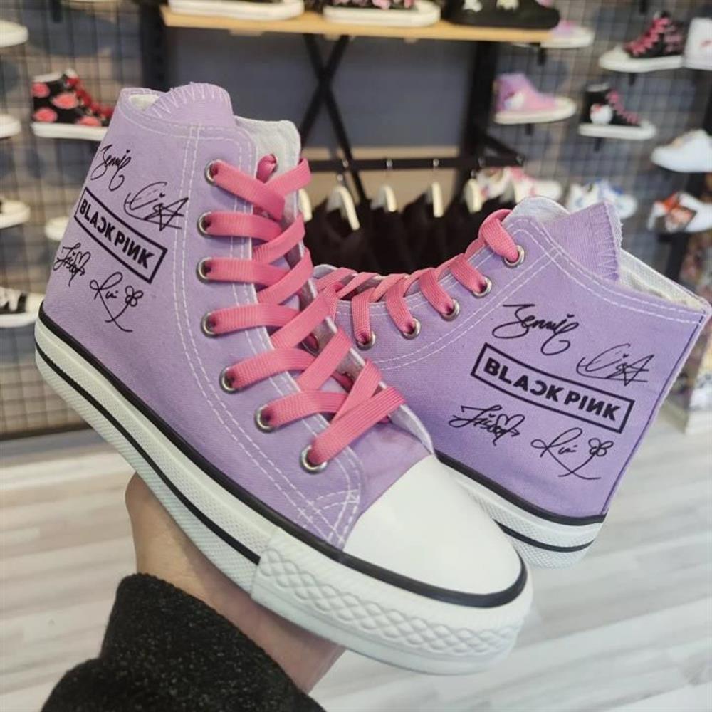 BlackPink Baskılı Lila Bilekli Unisex Günlük Spor Ayakkabı Sneakers