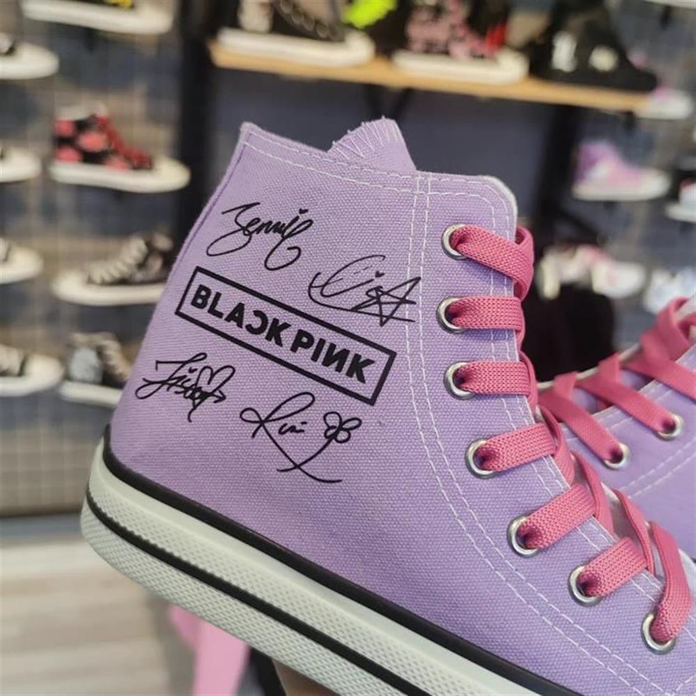 BlackPink Baskılı Lila Bilekli Unisex Günlük Spor Ayakkabı Sneakers