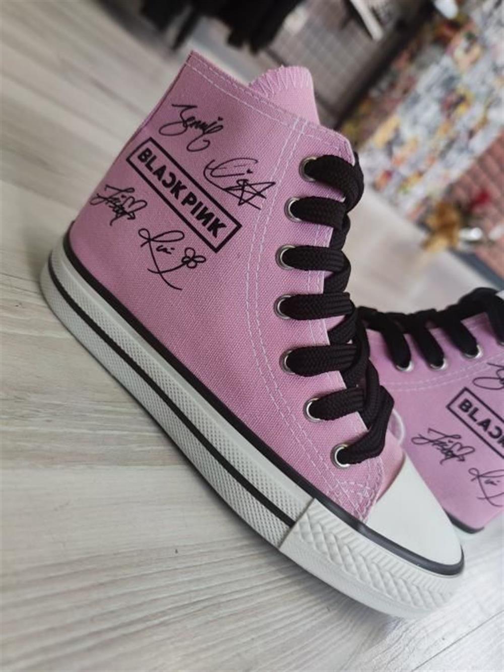 BlackPink Baskılı Pembe Bilekli Unisex Günlük Spor Ayakkabı Sneakers
