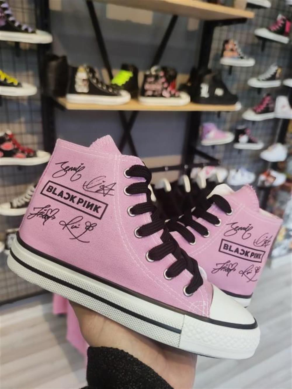 BlackPink Baskılı Pembe Bilekli Unisex Günlük Spor Ayakkabı Sneakers