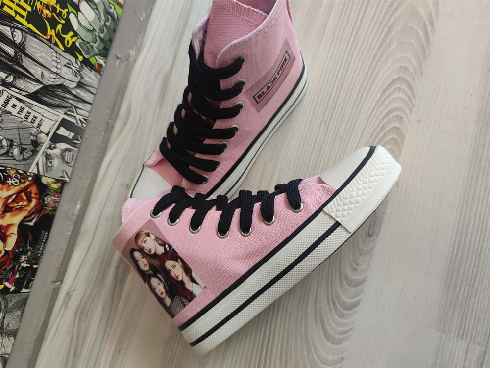 Blackpink Fotoğraf Baskılı Pembe Bilekli Spor Ayakkabı Sneakers