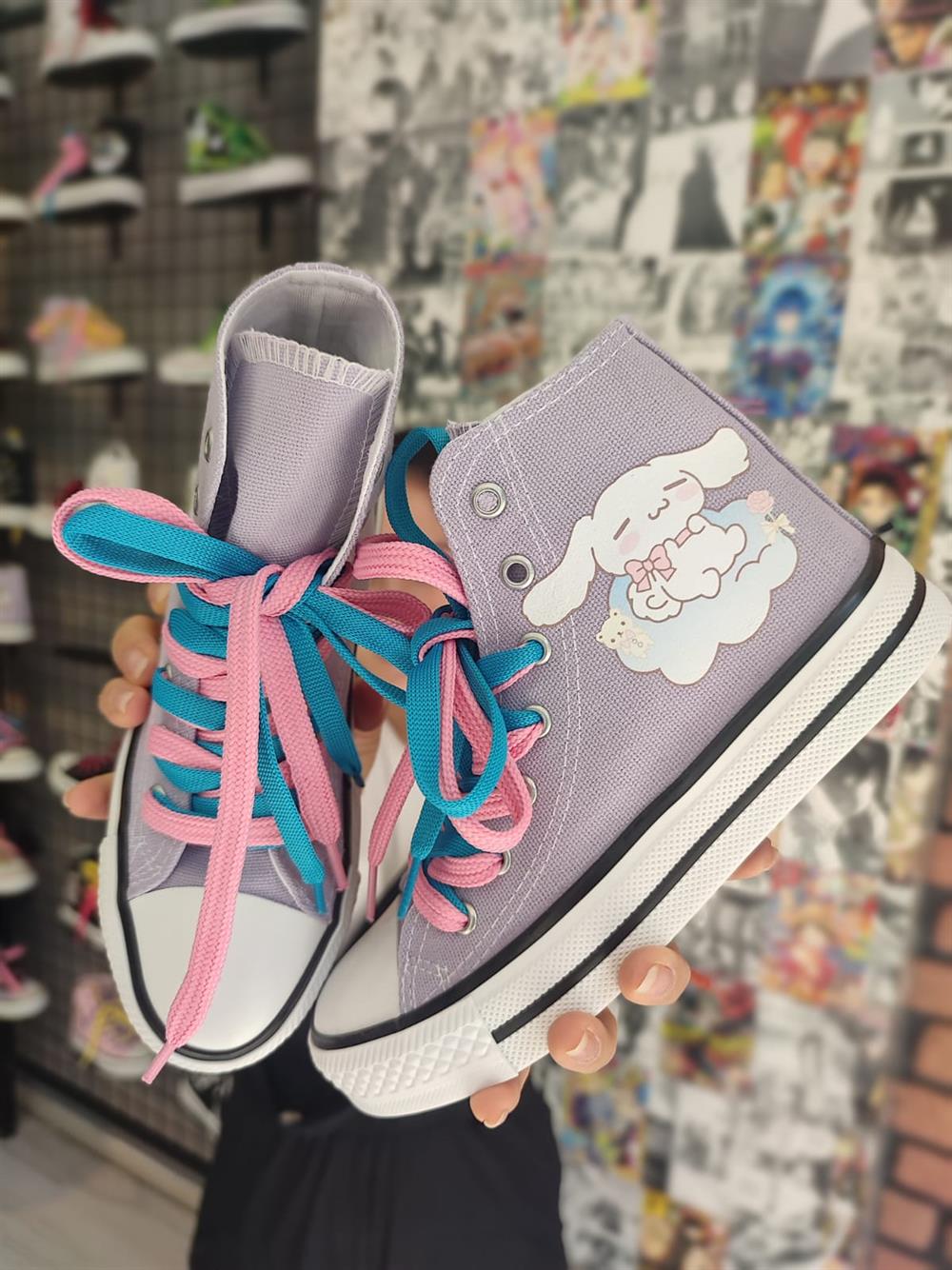 Cinnamoroll Baskılı Lila Bilekli Spor Ayakkabı Sneaker(3 çift bağcıklı)