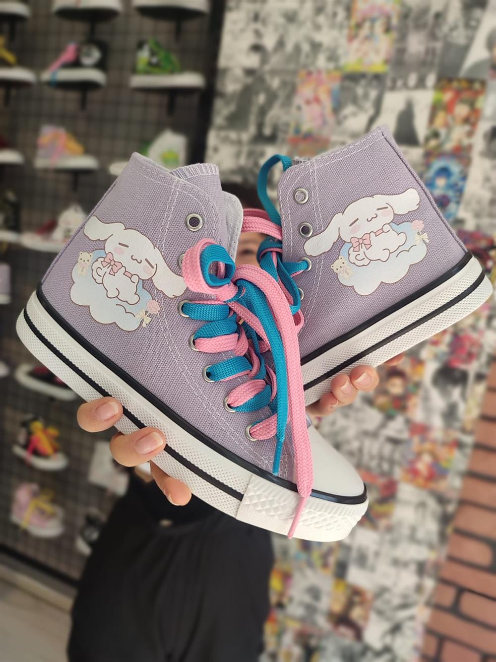 Cinnamoroll Baskılı Lila Bilekli Spor Ayakkabı Sneaker(3 çift bağcıklı)
