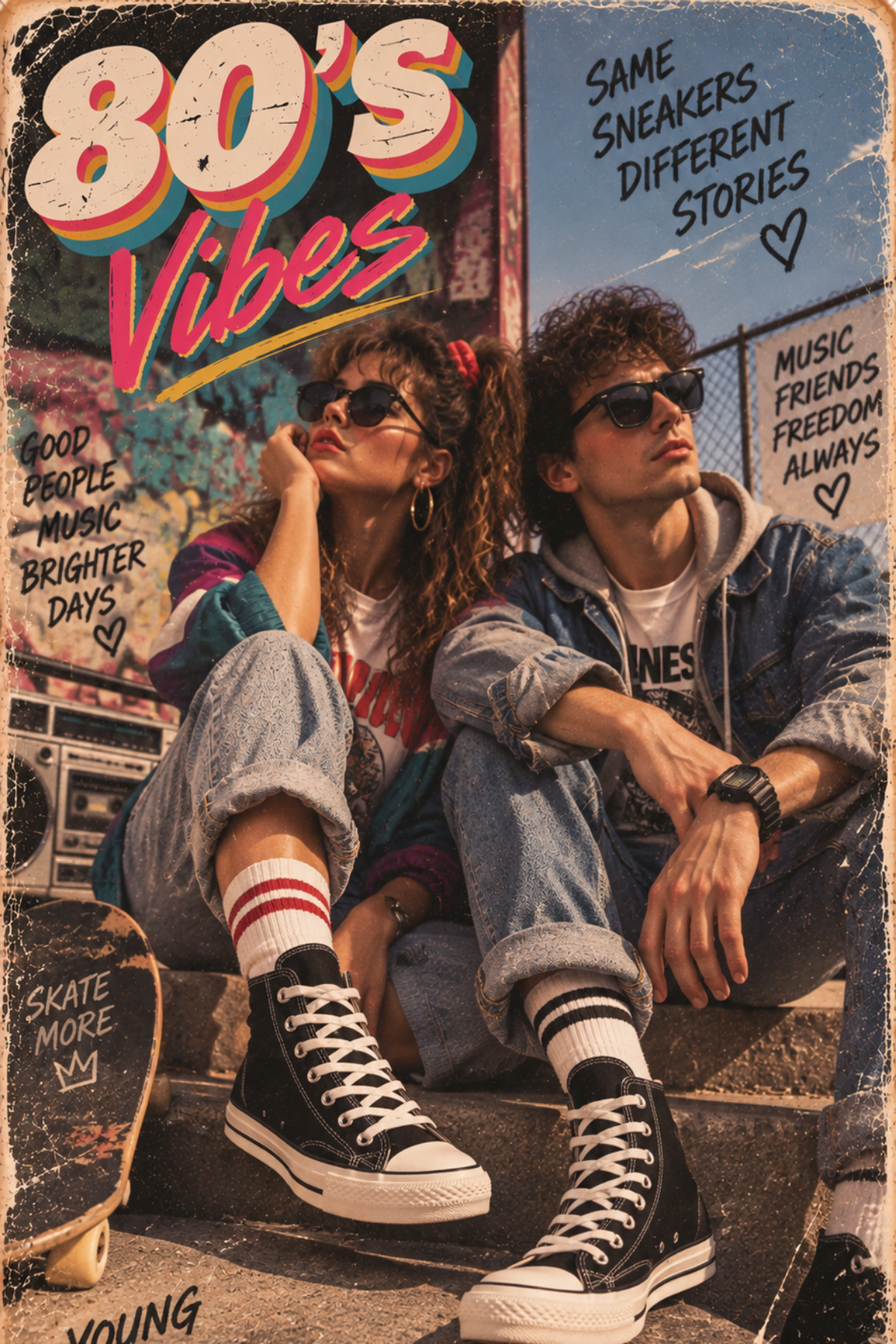 Convers Modeli Unisex 80's Konspetli Siyah Bilekli Spor Ayakkabı  