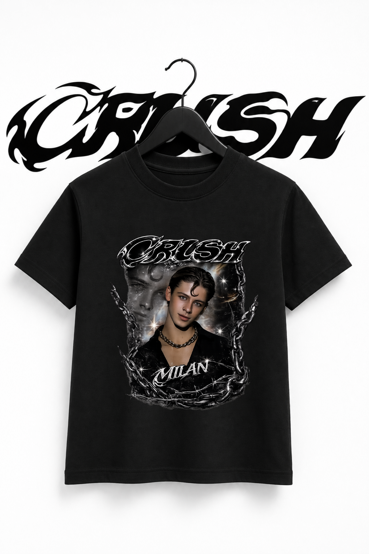 Crush Milan Baskılı Siyah Tİşört Tshirt 