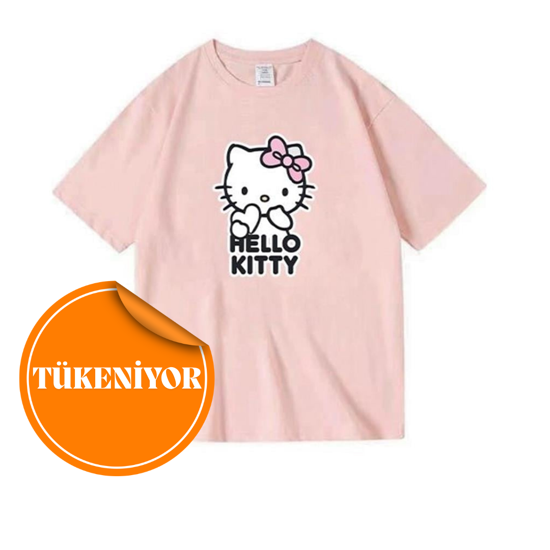 h.kitty baskılı pembe renk kız çocuk tshirt