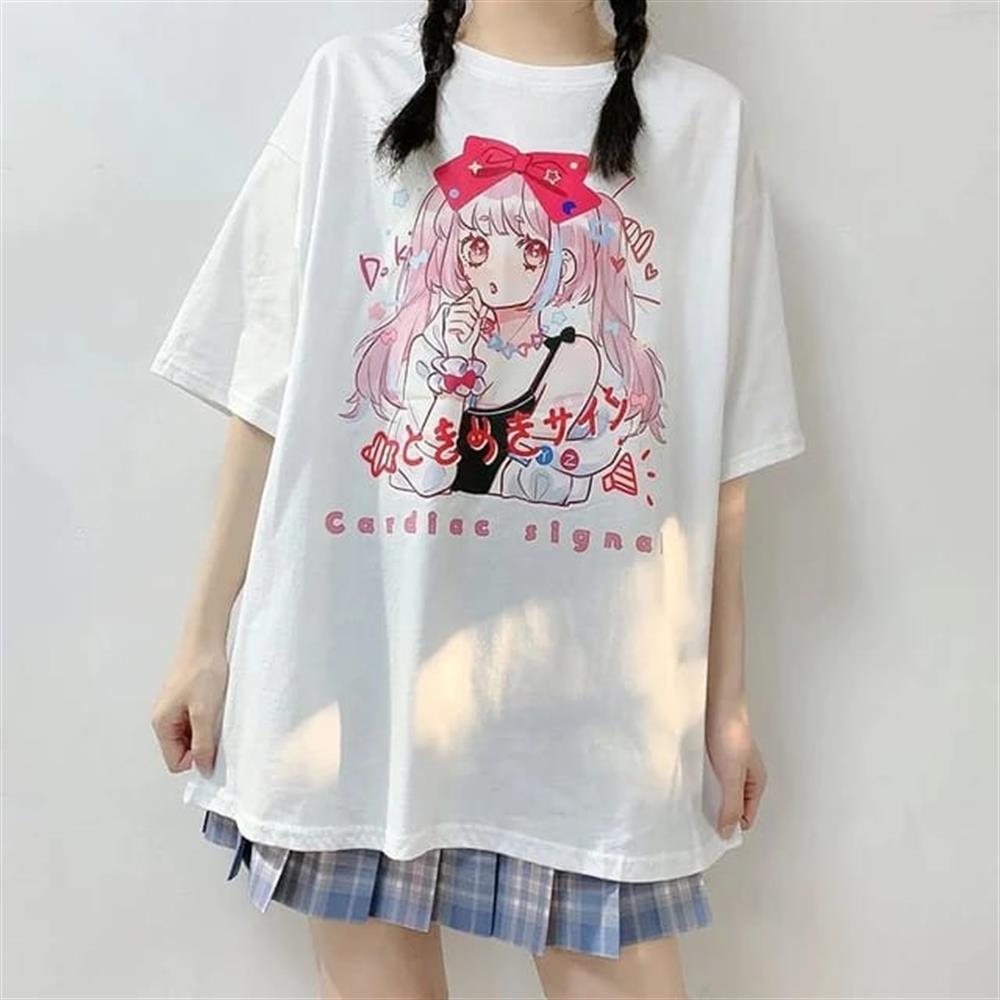 Harujuku Gothic Beyaz Baskılı Oversize T-shirt