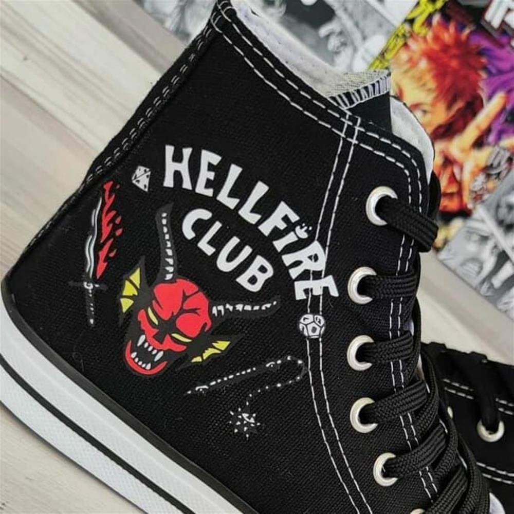 Hellfire Baskılı Siyah Unisex Spor Ayakkabı Sneaker