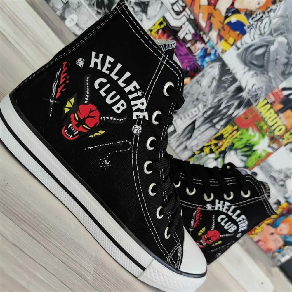 Hellfire Baskılı Siyah Unisex Spor Ayakkabı Sneaker