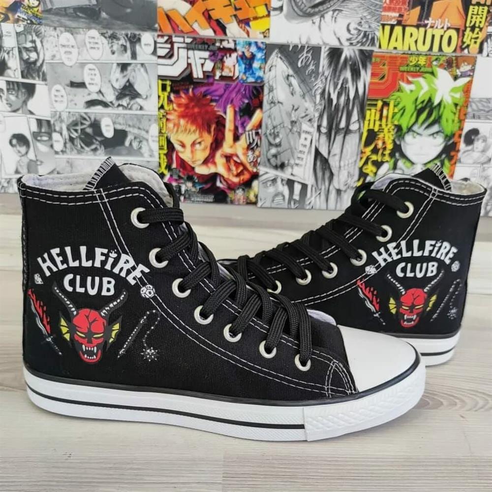 Hellfire Baskılı Siyah Unisex Spor Ayakkabı Sneaker