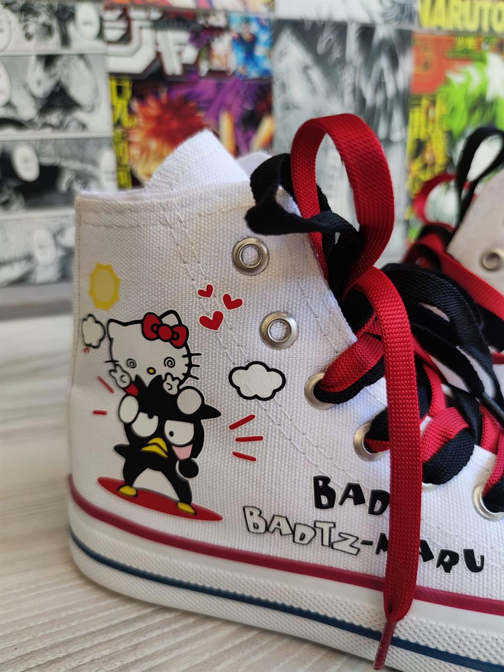 HelloKitty Badtz Maru Baskılı Beyaz Bilekli Unisex Spor Ayakkabı Sneaker