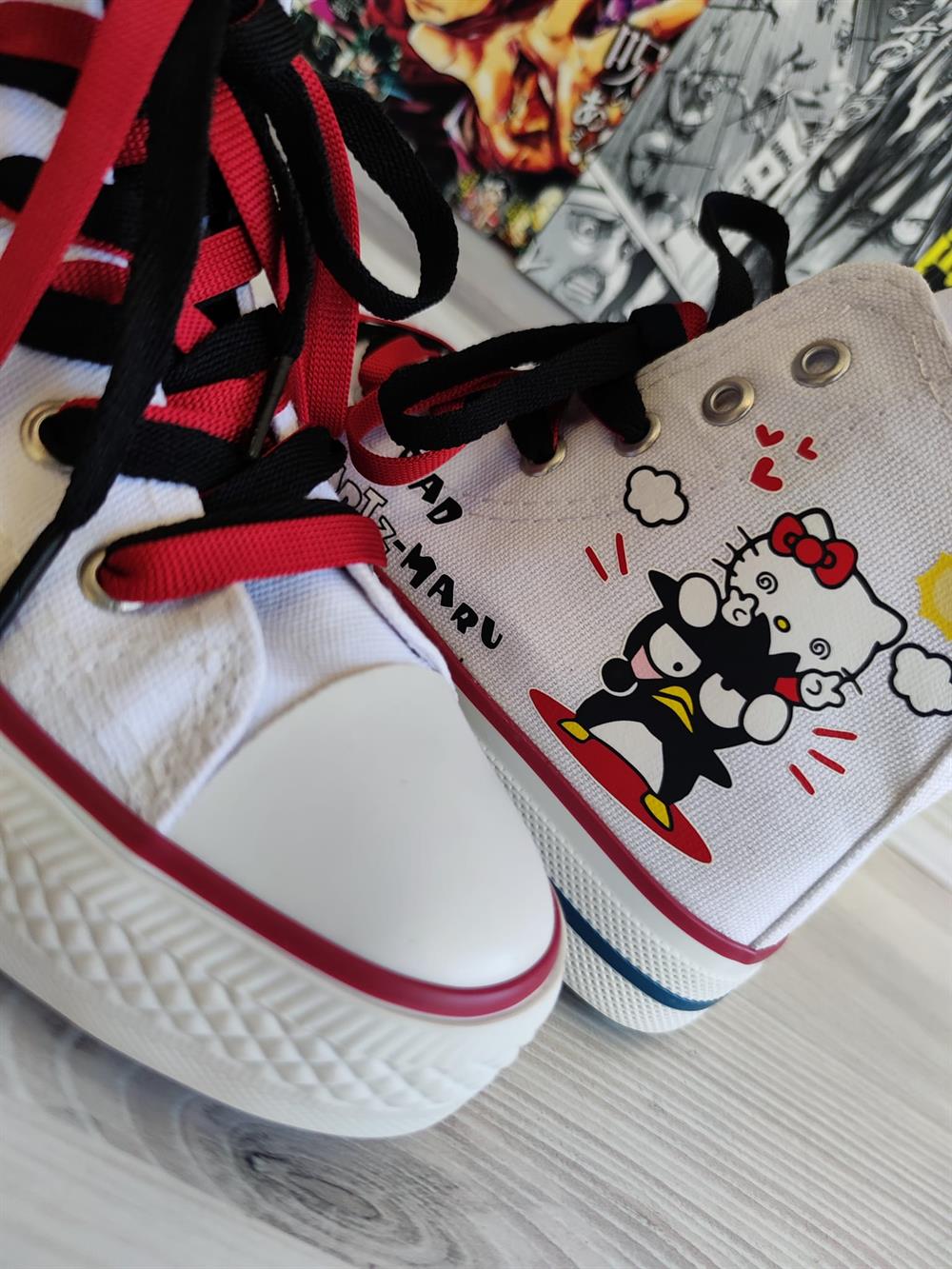 HelloKitty Badtz Maru Baskılı Beyaz Bilekli Unisex Spor Ayakkabı Sneaker