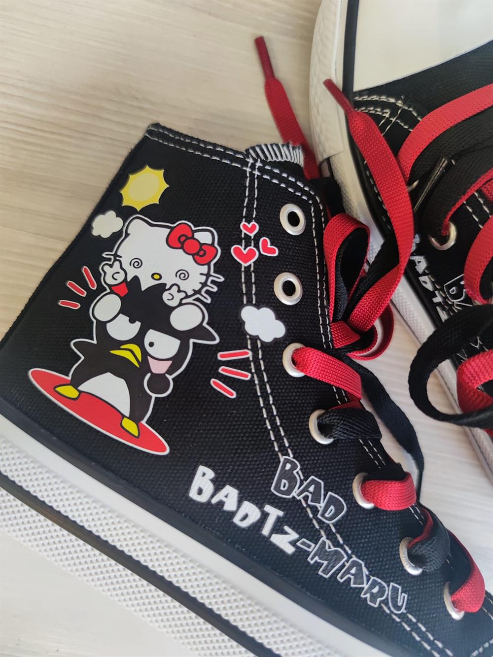HelloKitty Badtz Maru Baskılı Siyah Bilekli Unisex Spor Ayakkabı Sneaker