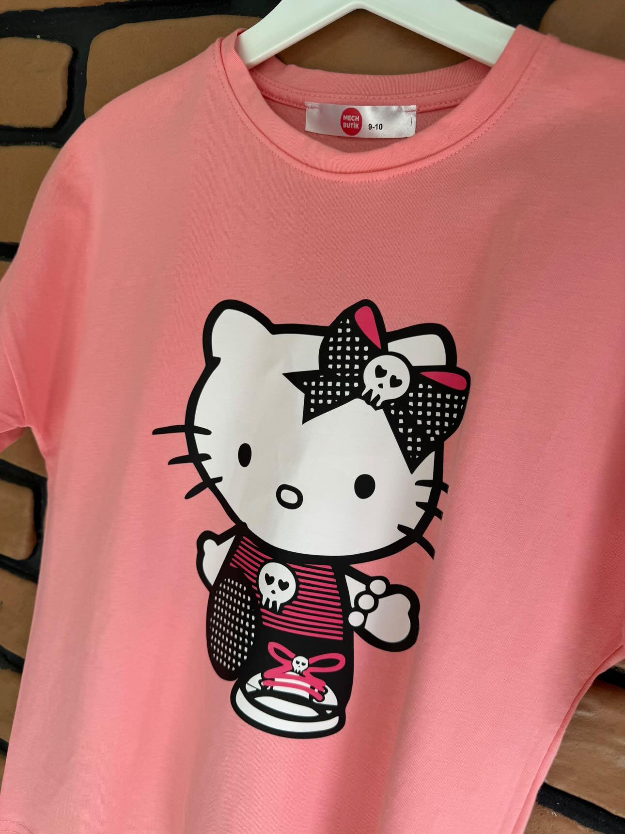 Hellokitty Büyük Baskı Pembe Tişört Tshirt 