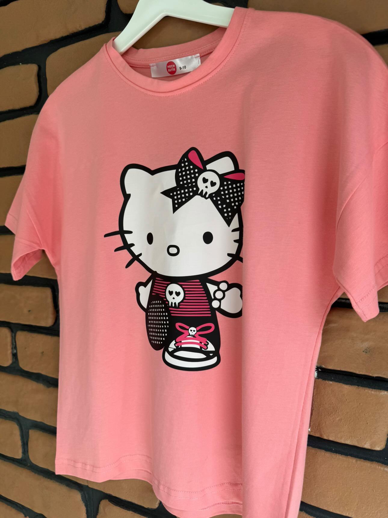 Hellokitty Büyük Baskı Pembe Tişört Tshirt 
