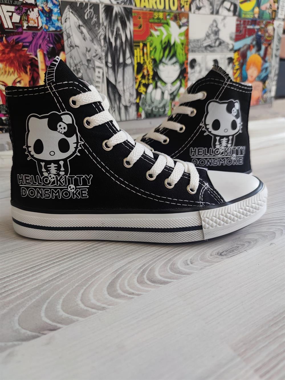 HelloKitty Donsmoke Baskılı Siyah Bilekli Spor Ayakkabı Sneaker