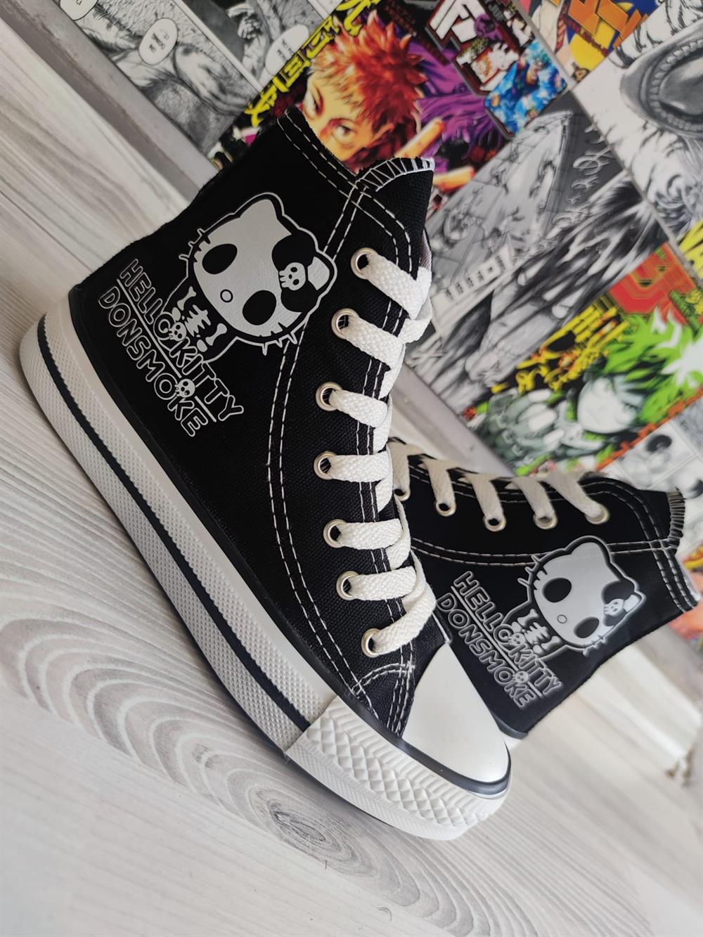 HelloKitty Donsmoke Baskılı Siyah Bilekli Spor Ayakkabı Sneaker