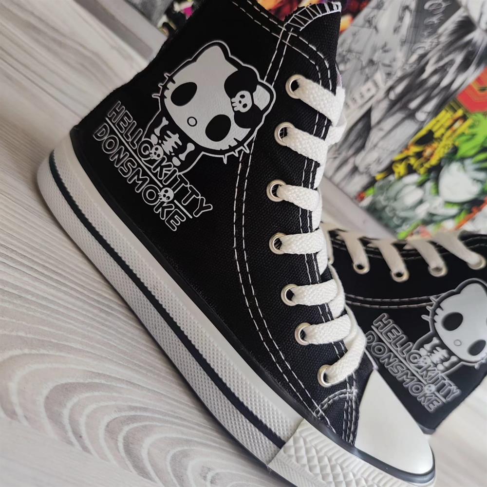 HelloKitty Donsmoke Baskılı Siyah Bilekli Spor Ayakkabı Sneaker