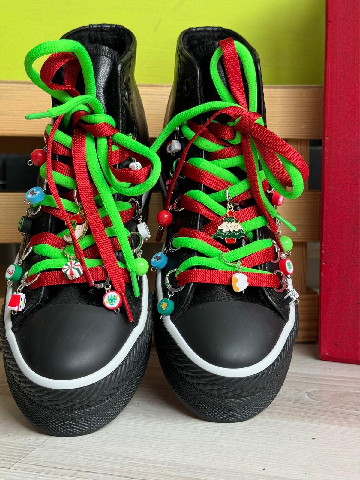 Hellokitty Yılbaşı Konsept Boncuklu Deri Yüksek Şeffaf Kaydırmaz Taban Spor Ayakkabı Sneaker