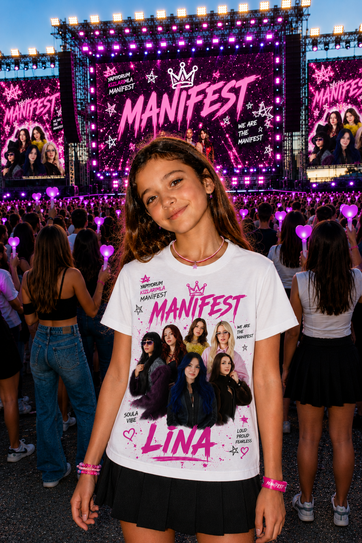 (İSTEDİĞİN İSMİ YAZIYORUZ)Manifest Konseptli Özel İsim Yazılı Beyaz Tişört Anne Kız Kombinine Uygun 