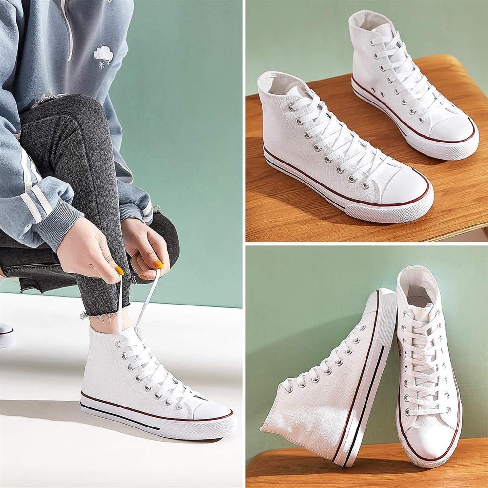 Kadın Erkek Beyaz Sneaker Bilekli Convers Modeli Keten Spor Ayakkabı