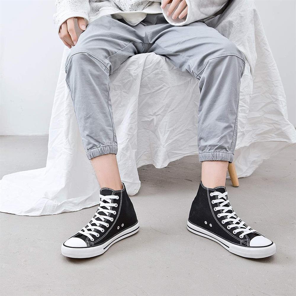 Kadın Erkek Siyah Sneaker Bilekli Convers Modeli Keten Spor Ayakkabı