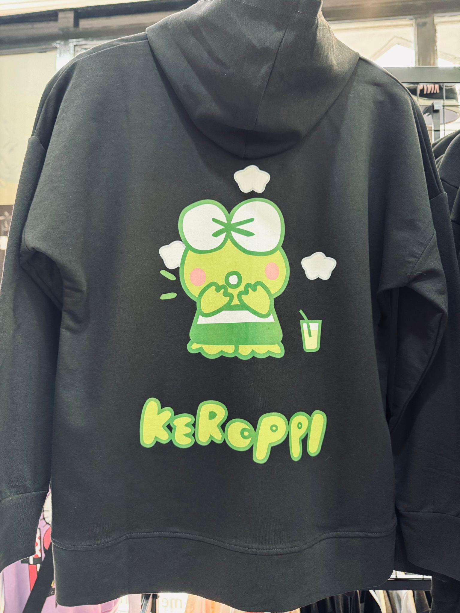Keroppi Baskılı Outlet Siyah Fermuarlı Hırka 