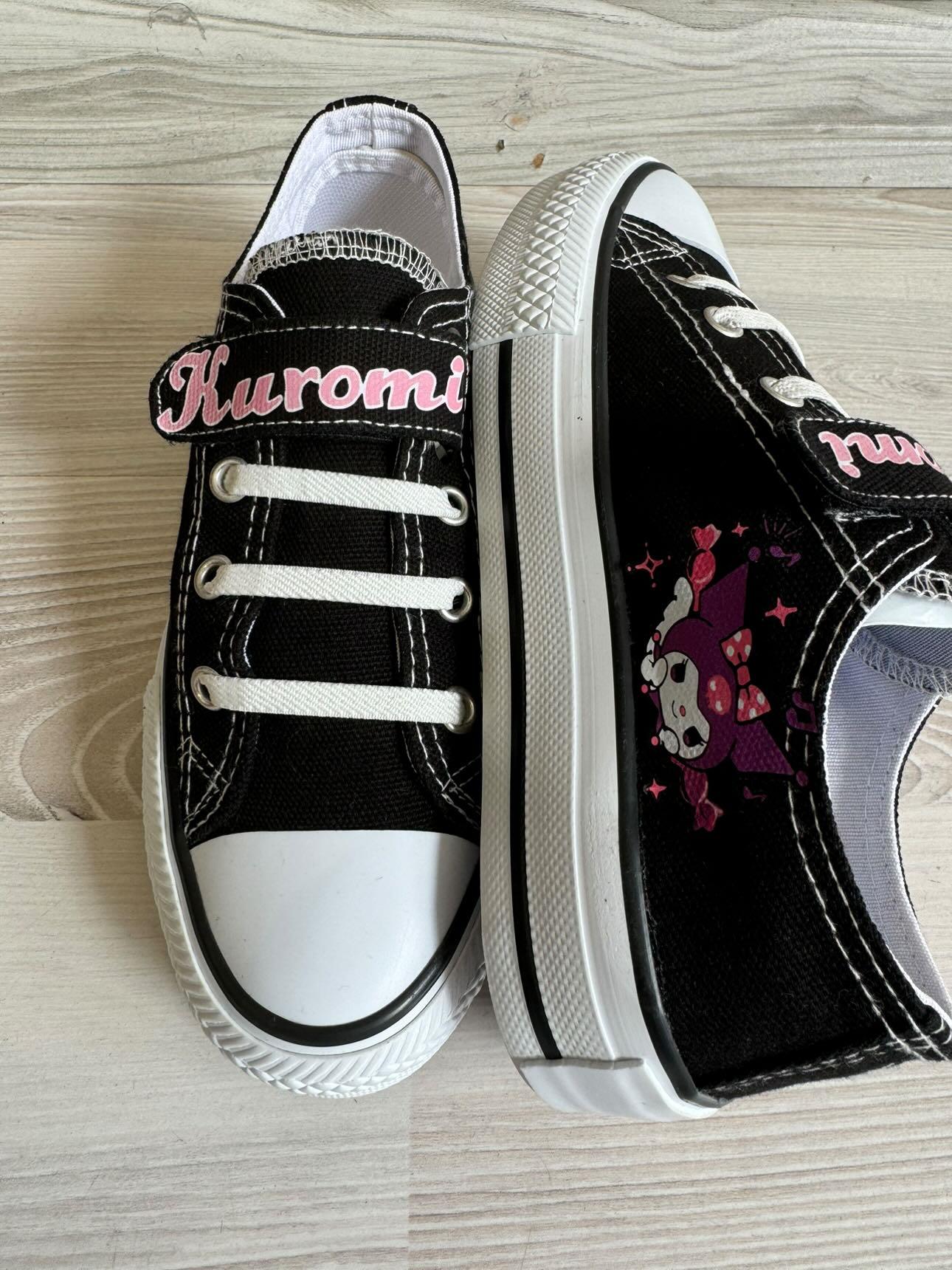 Kuromi Baskılı Kısa Model Çırtlı Siyah Spor Ayakkabı Sneaker
