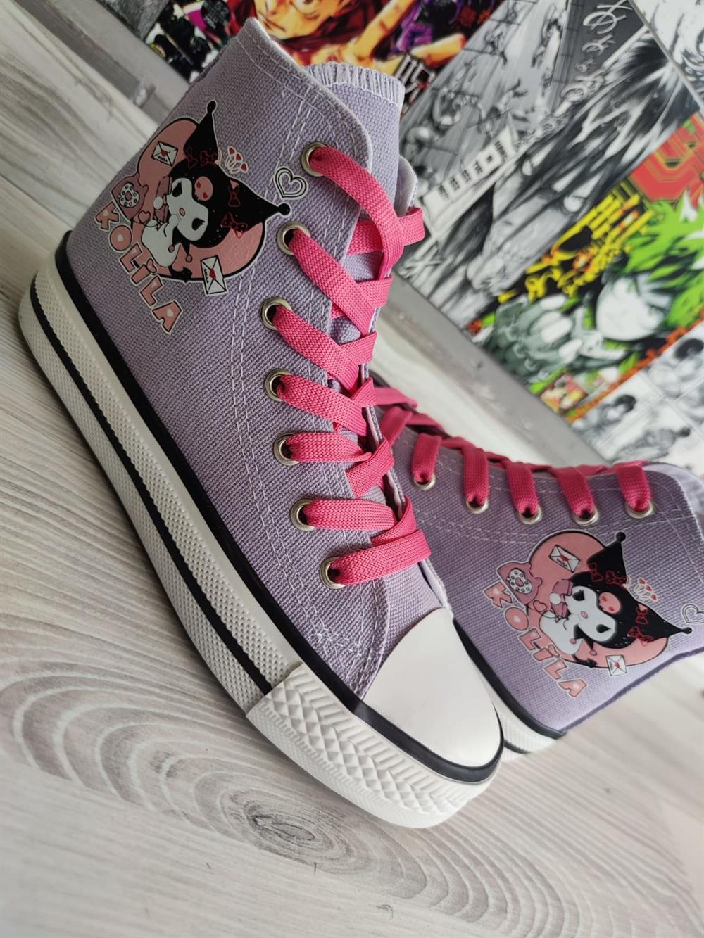 Kuromi Kolila Baskılı Lila Bilekli Spor Ayakkabı Sneakers