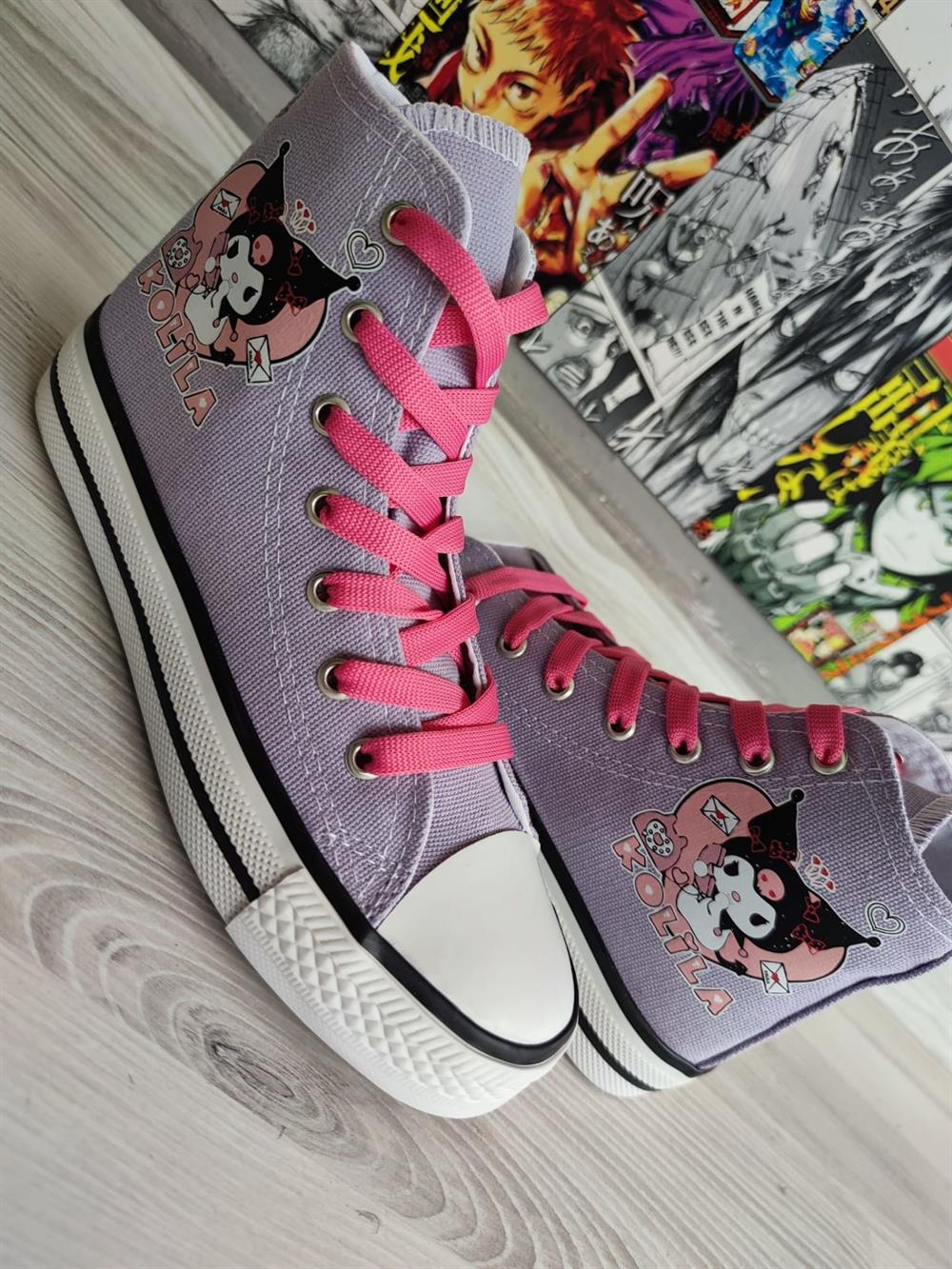 Kuromi Kolila Baskılı Lila Bilekli Spor Ayakkabı Sneakers