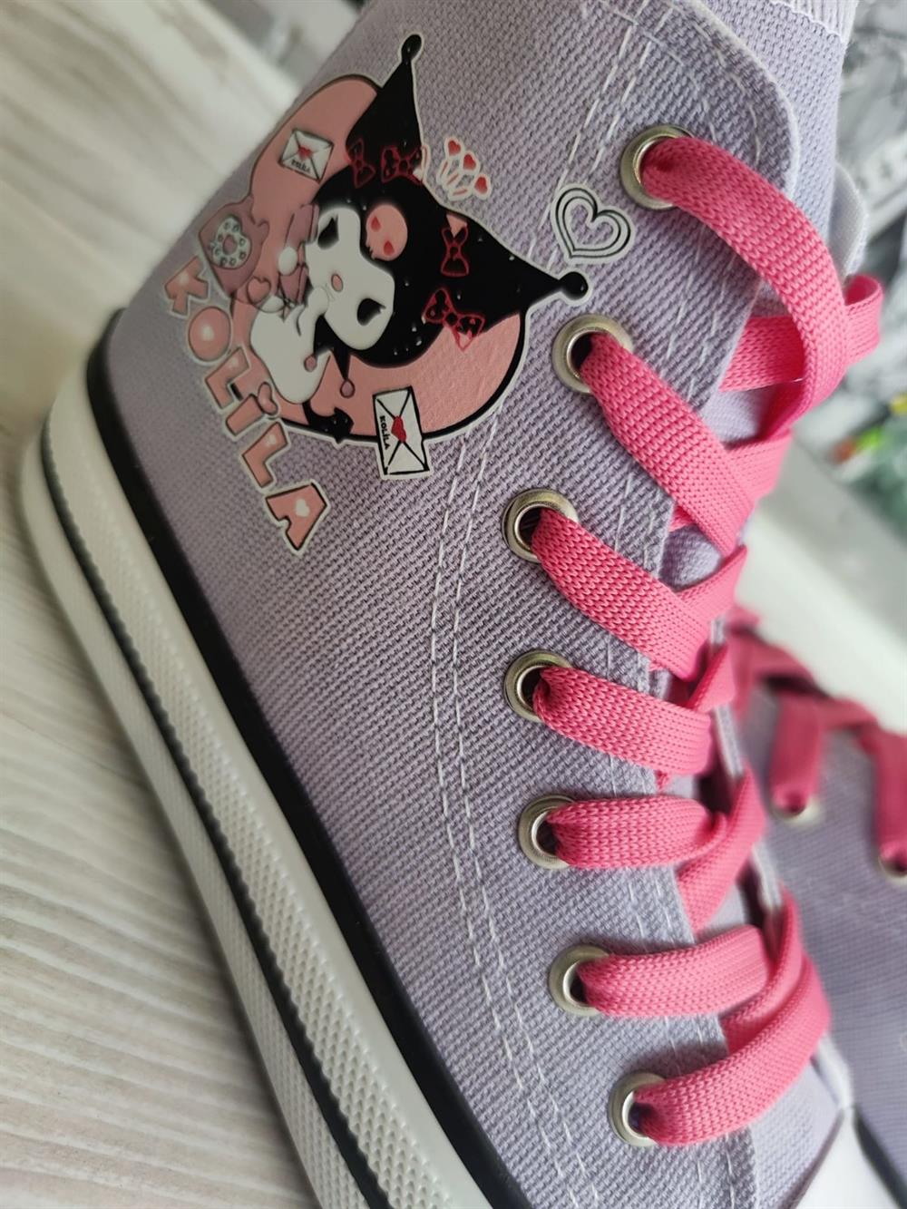 Kuromi Kolila Baskılı Lila Bilekli Spor Ayakkabı Sneakers