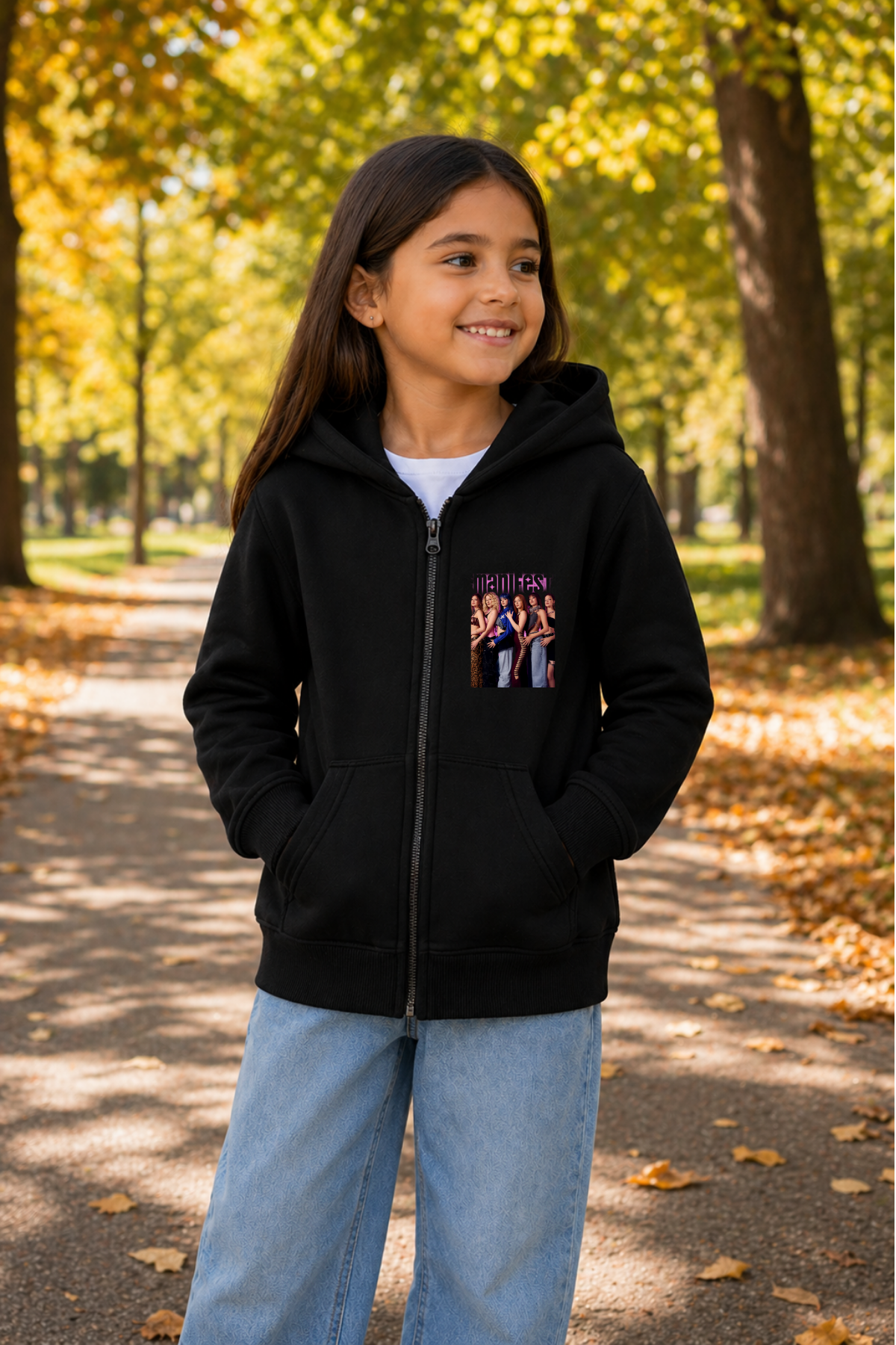 Manifest Baskılı Siyah Fermuarlı Kapüşonlu Hırka Sweatshirt (3)
