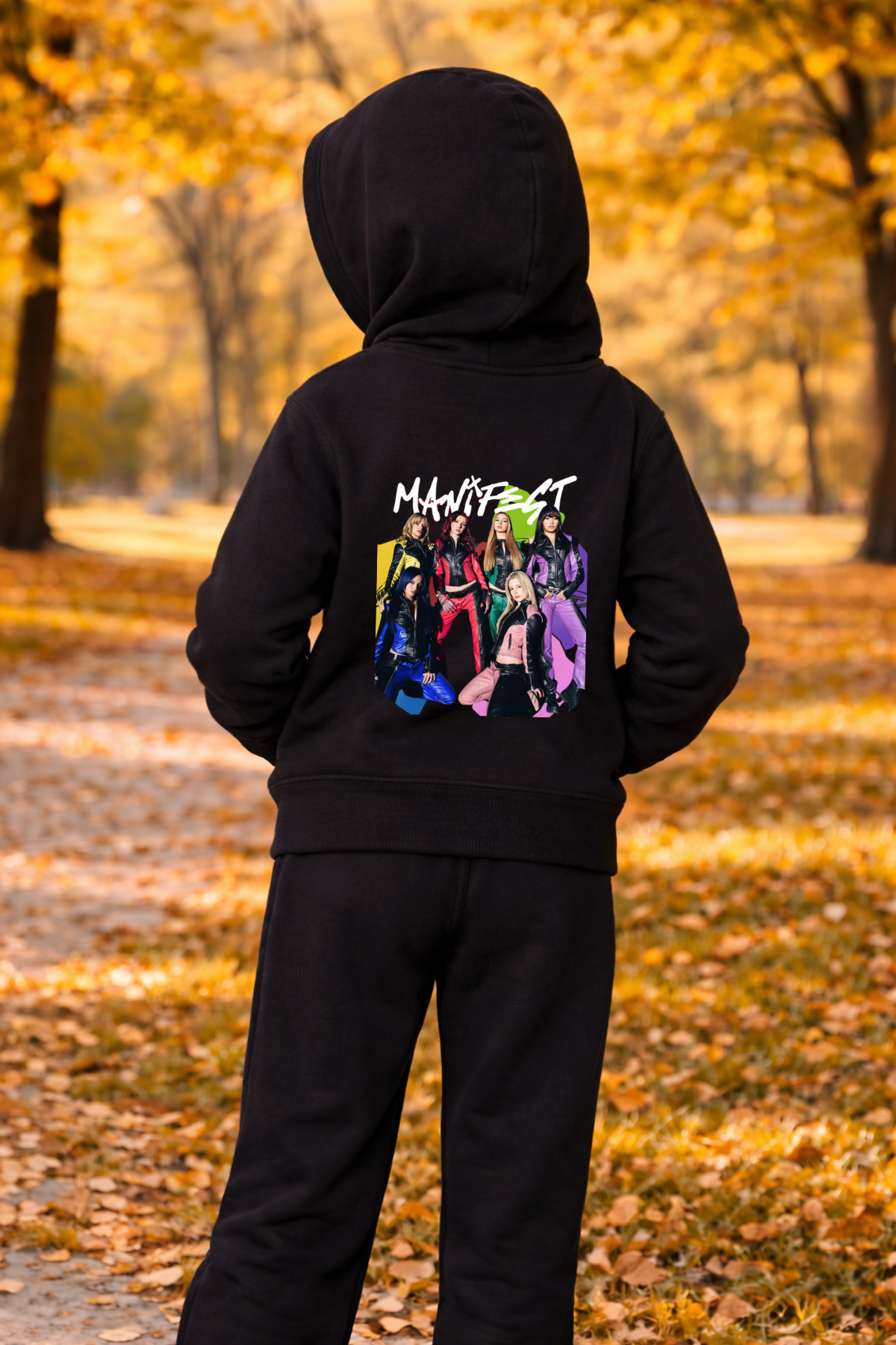 Manifest Baskılı Siyah Fermuarlı Kapüşonlu Hırka Sweatshirt (2)