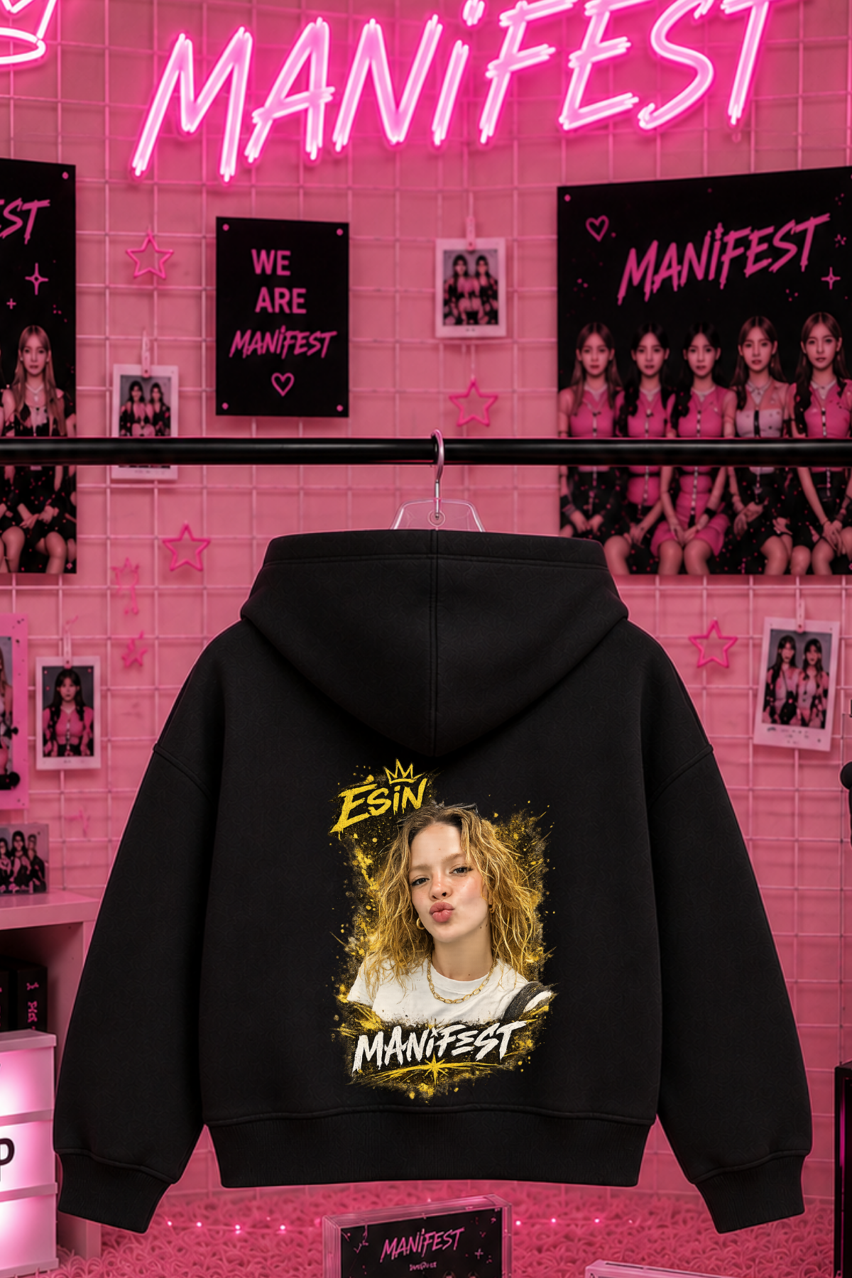 Manifest Esin Tek Baskılı Siyah 3 İplik Şardonsuz Sweatshirt
