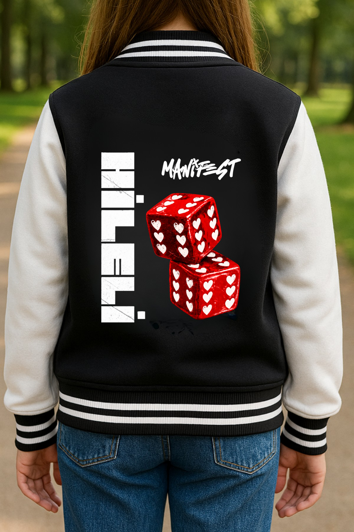 Manifest Hileli Baskılı Siyah Kolej Ceket 