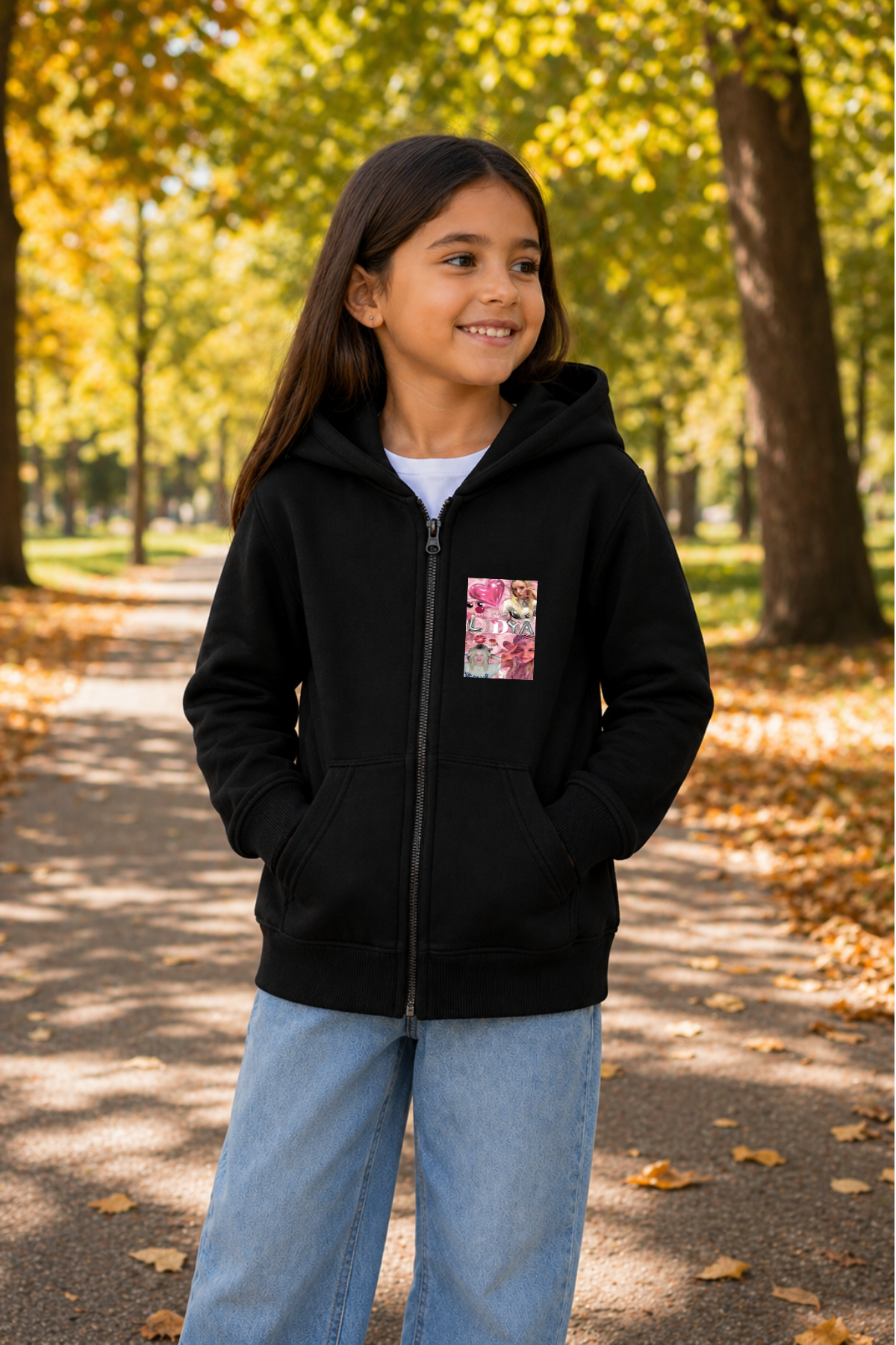Manifest Lidya Baskılı Siyah Fermuarlı Kapüşonlu Hırka Sweatshirt (4)