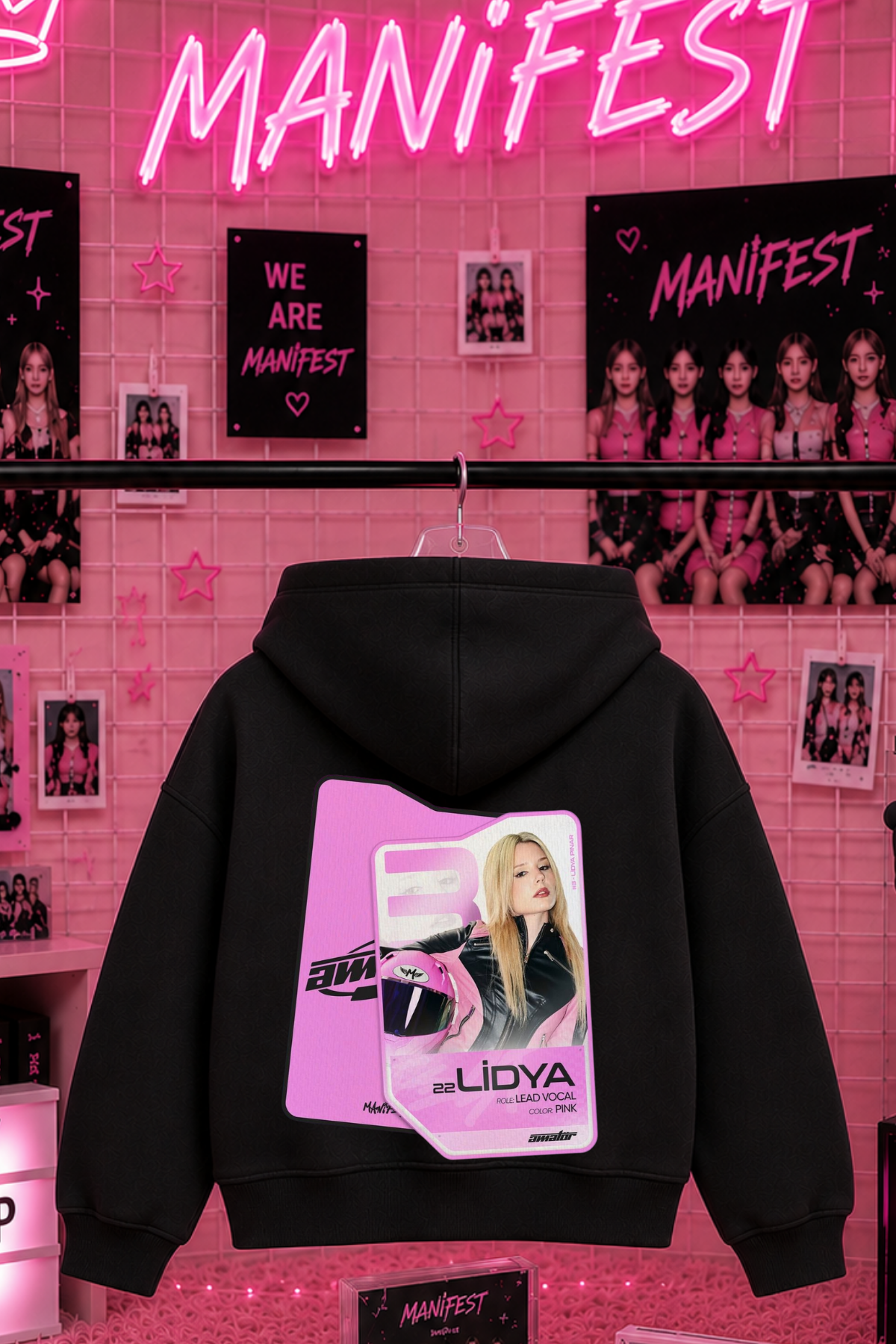 Manifest Lidya Kart Baskılı Siyah 3 İplik Şardonsuz Sweatshirt